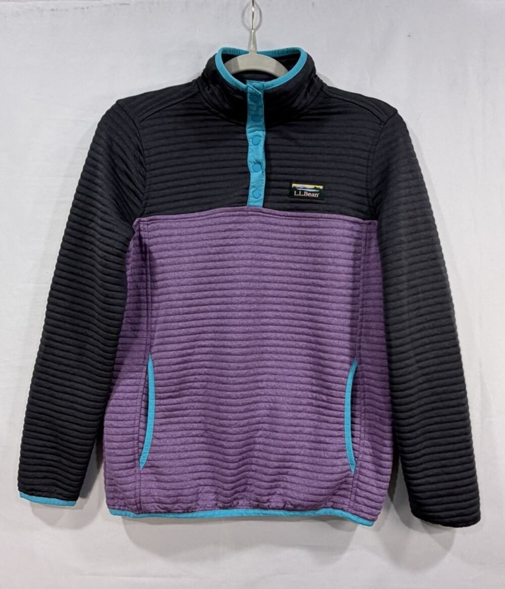 L.L. Bean Airlight Knit Asymmetrical 1/4 Zip Pullover Women's XS Black Purple